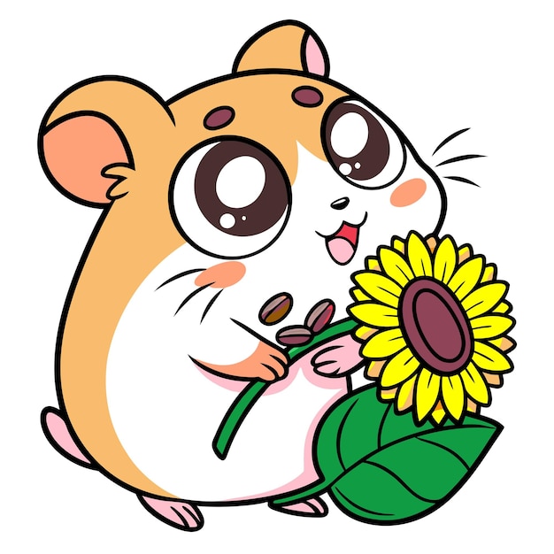 Hamster lindo con girasol