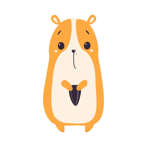 Hamster lindo sosteniendo semillas de girasol adorable animal de compañía gracioso personaje de dibujos animados ilustración vectorial