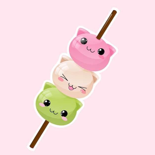 Vector hanami dango linda comida japonesa