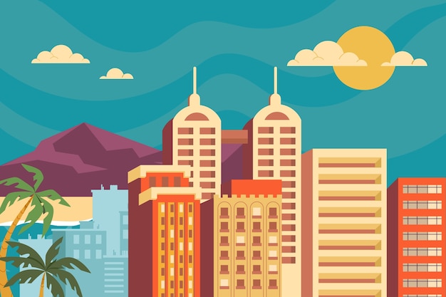 Vector hand drawn city background