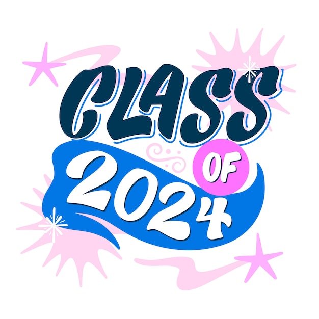 Vector hand drawn class of 2024 lettering