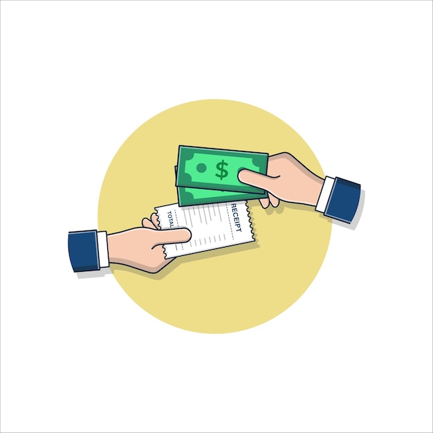 Hand Giving Receipt in Exchange of Cash Vector Illustration Cash Payment Concept Design