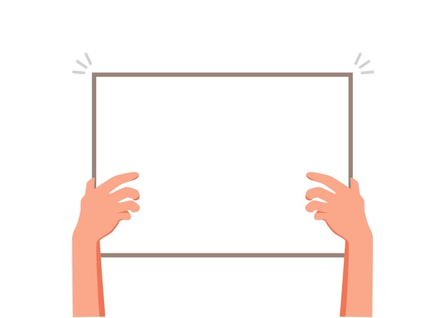 Hand holding a blank sheet of cardboard stock illustration