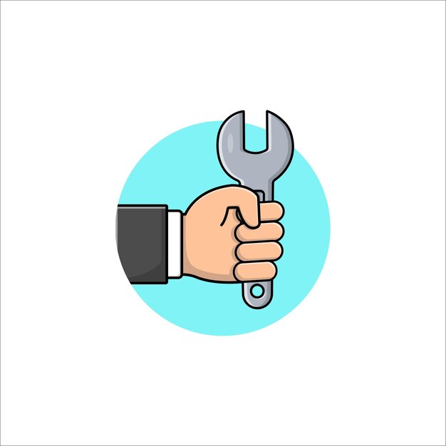 Hand Holding Spanner Vector Illustration Repair Service Concept Design