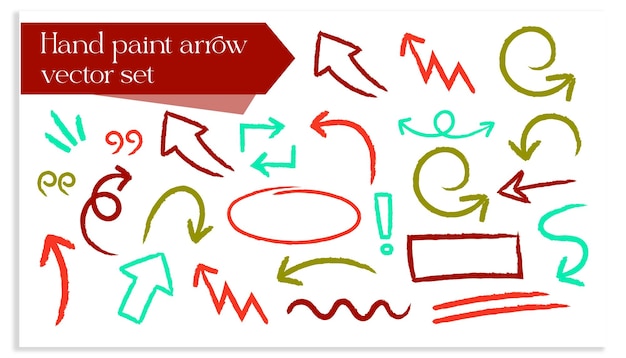 hand paint arrow vector collection set
