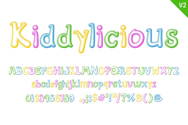 Handcrafted Kiddylicious Letters Color diseño tipográfico de arte creativo