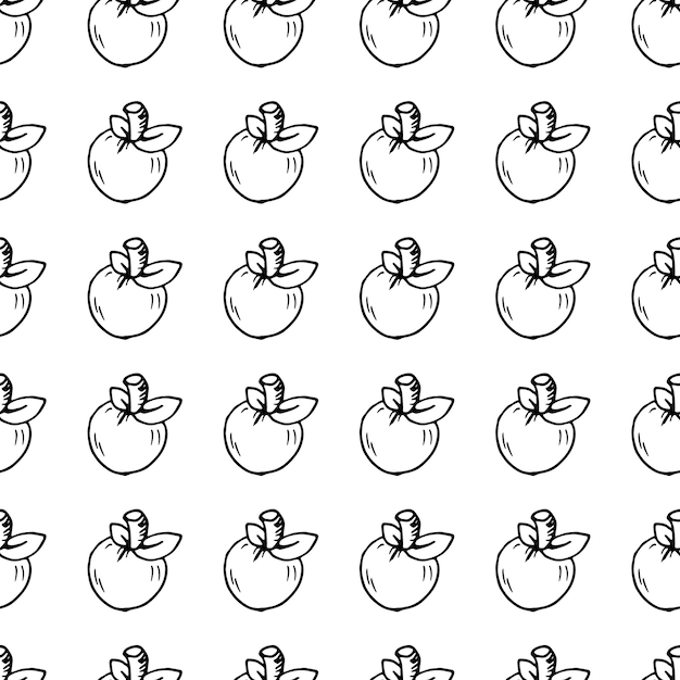 Handdrawn doodle icono de manzana. Boceto negro dibujado a mano. Símbolo de signo. Elemento de decoración. Fondo blanco. Aislado. Diseño plano. Ilustración vectorial.