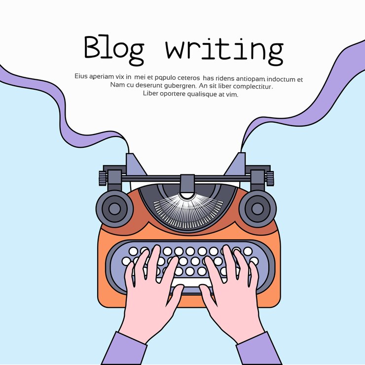 Vector hands typing text blog typewrite espacio en blanco