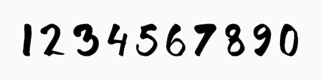 Handwritten Numbers 1 to 9 and 0