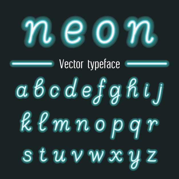 Handwritten Vector Neon Light Alphabet