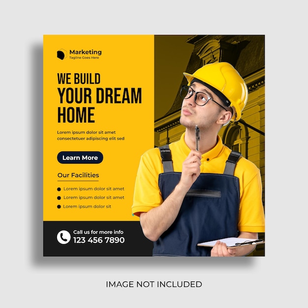 Vector handyman home repair social media post amp plantilla de banner web