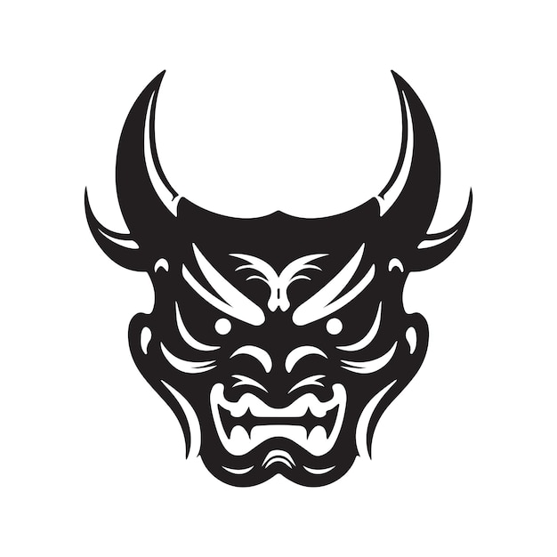 Hannya máscara simple vintage logo línea arte concepto blanco y negro color dibujado a mano ilustración