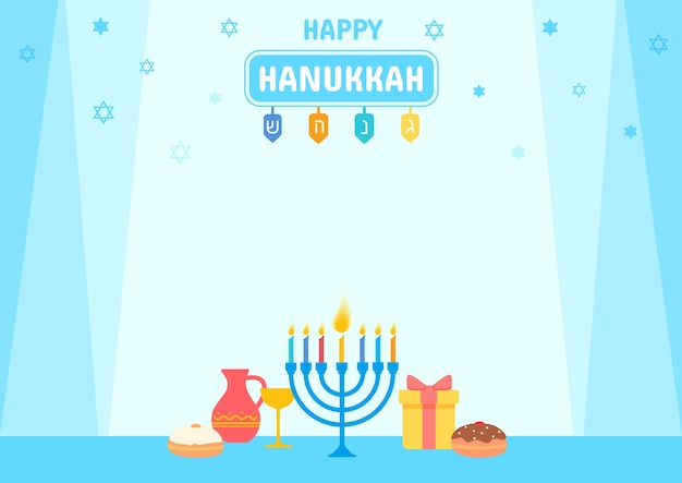 Vector hanukkah con menorah y símbolo