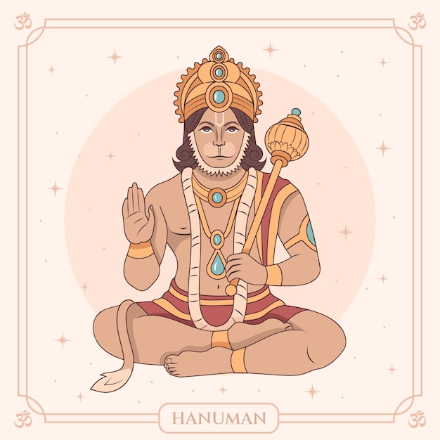 Hanuman dios hindú diseño de ilustración