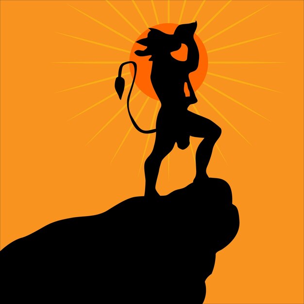 Vector hanuman jayanti poster diseño de papel tapiz dios hindú silueta fondo vector banner