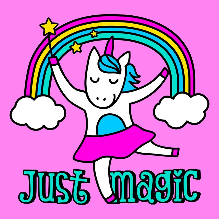 Vector happy ballerina unicorn dancing vector rainbow (el arco iris del vector que baila) (la bailarina feliz es el unicornio que baila