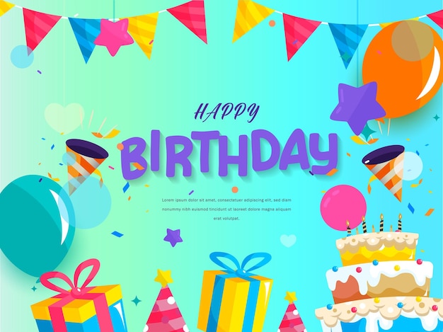 Happy birthday backdrop template and brackground vector file