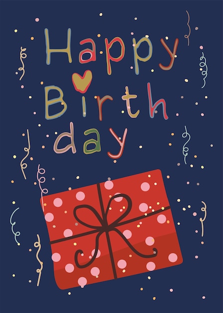 Happy Birthday Greeting Card with a Gift
