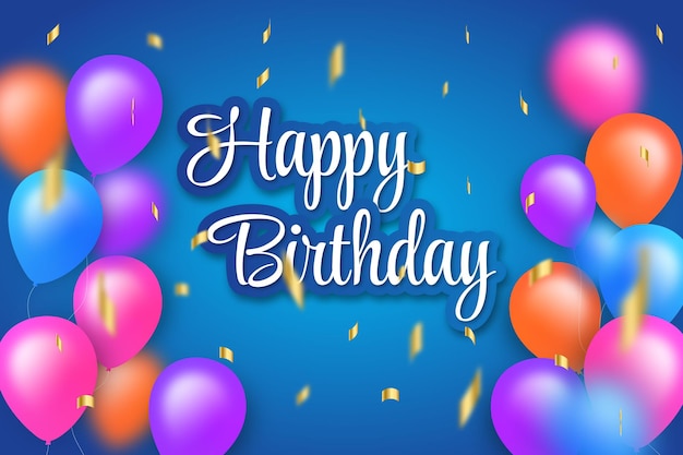 happy birthday lettering with gradients balloon