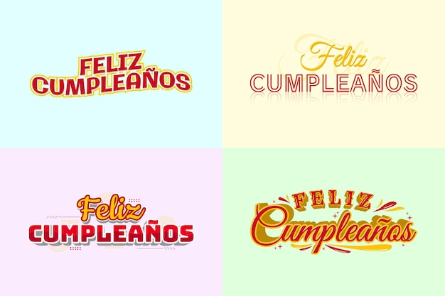Vector happy birthday typogrpahy en español, feliz cuplianos