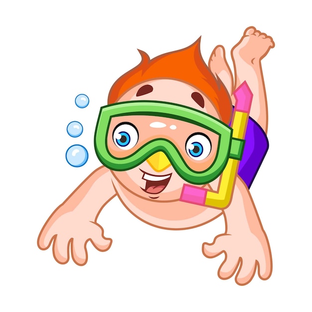 Happy boy snorkeling