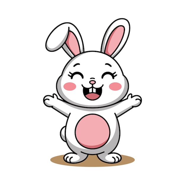 Happy cartoon bunny with open arms