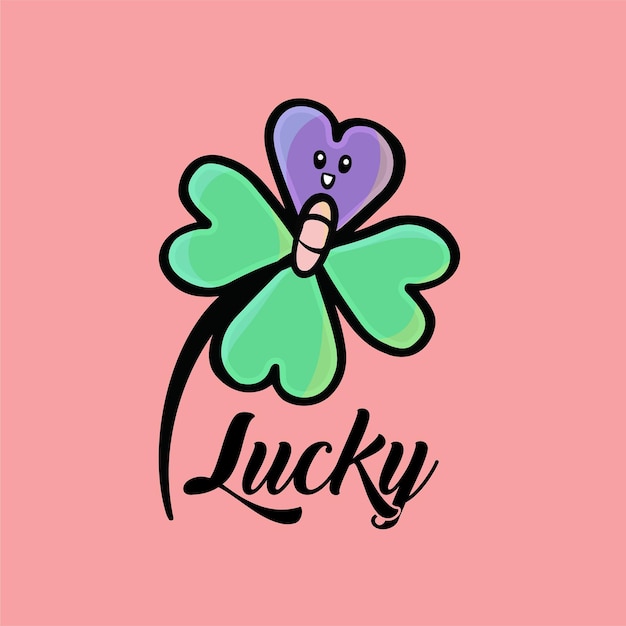 Happy Cartoon Lucky Clover color verde