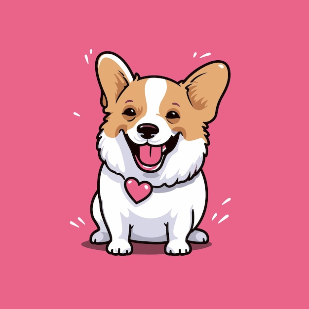 Happy cartoon welsh corgi puppy dog Retrato de un lindo pequeño perro ilustración vectorial