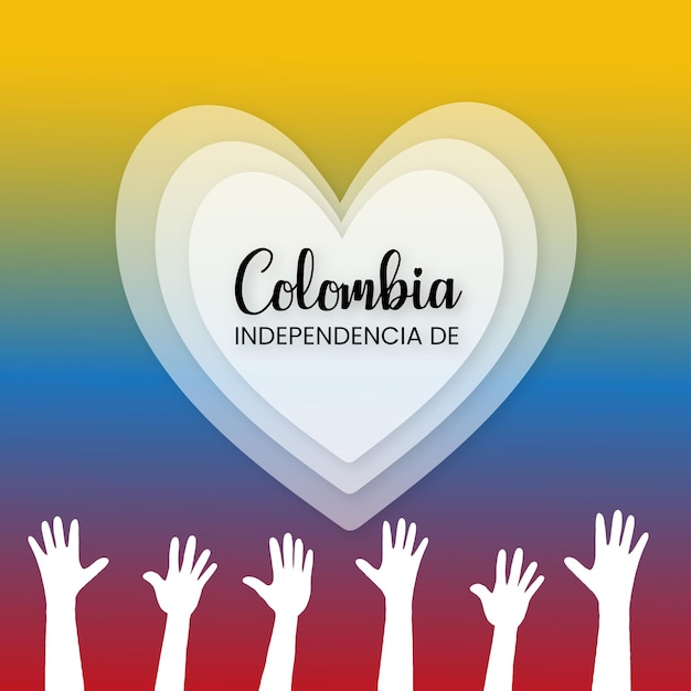 Happy colombia independencia de yellow blue red background social media design banner free vector