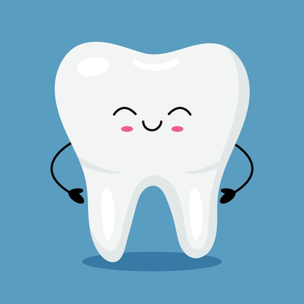 Happy cute kawaii tooth character