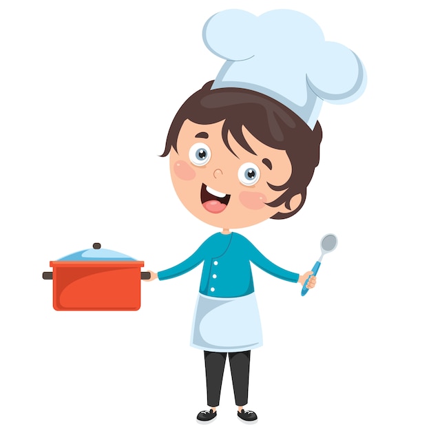 Happy Cute Little Chef Cooking