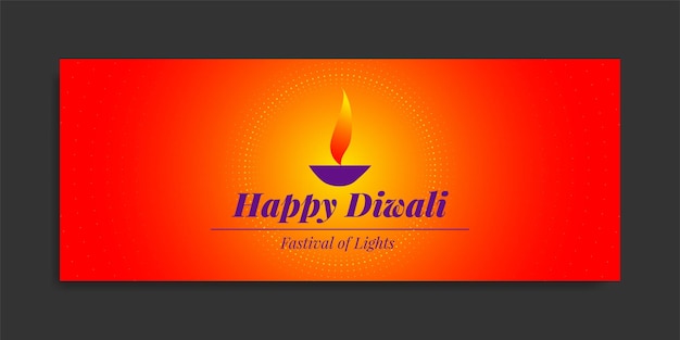 Happy diwali banner rojo amarillo y morado 01