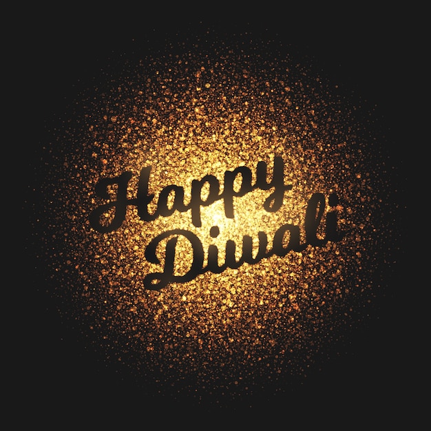 Vector happy diwali partículas que brillan intensamente doradas