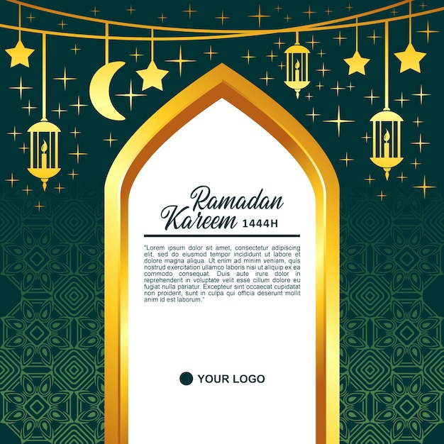 Vector happy eid mubarak feed square codicia y oro