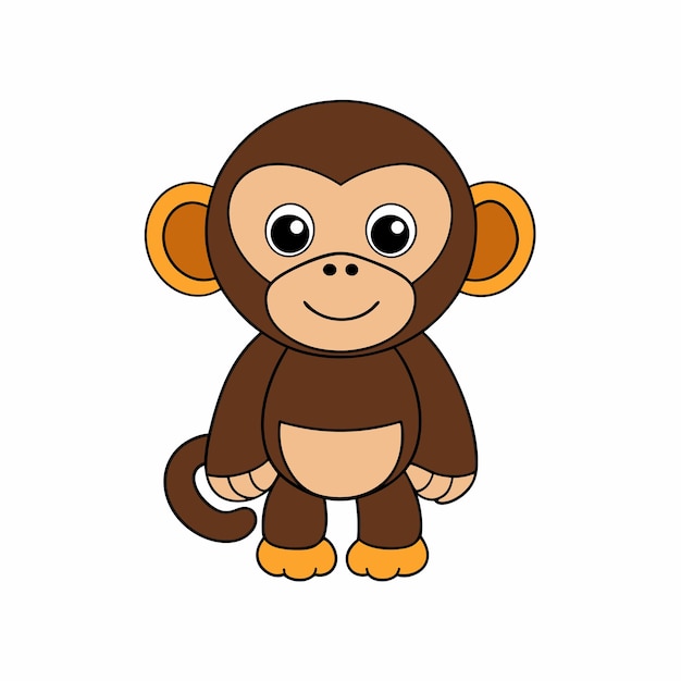 Happy Funny Monkey Cartoon Clipart Ilustración de arte vectorial para niños