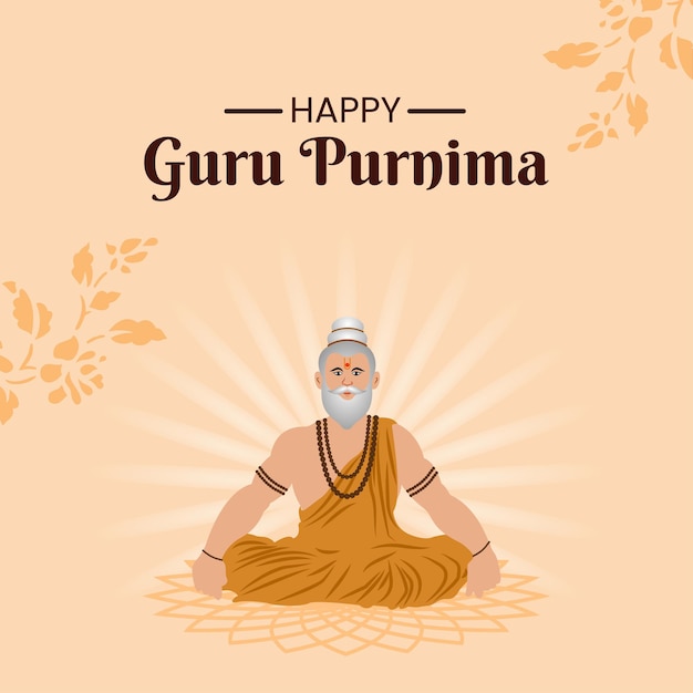 Happy guru purnima deseando post diseño vector archivo