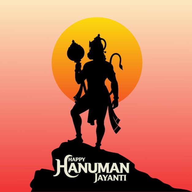 Happy Hanuman Jayanti Celebration with Lord Hanuman Silhouette