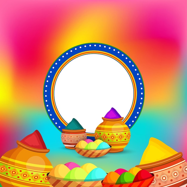 Happy Holi Greetings Colorful Indian Hinduism Festival Social Media Background