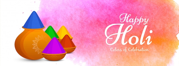 Vector happy holi indian festival banner vector