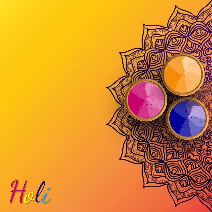 Happy holi indian festival con colorido gulaal en polvo color nuevo estampado y cristales vector gratuito