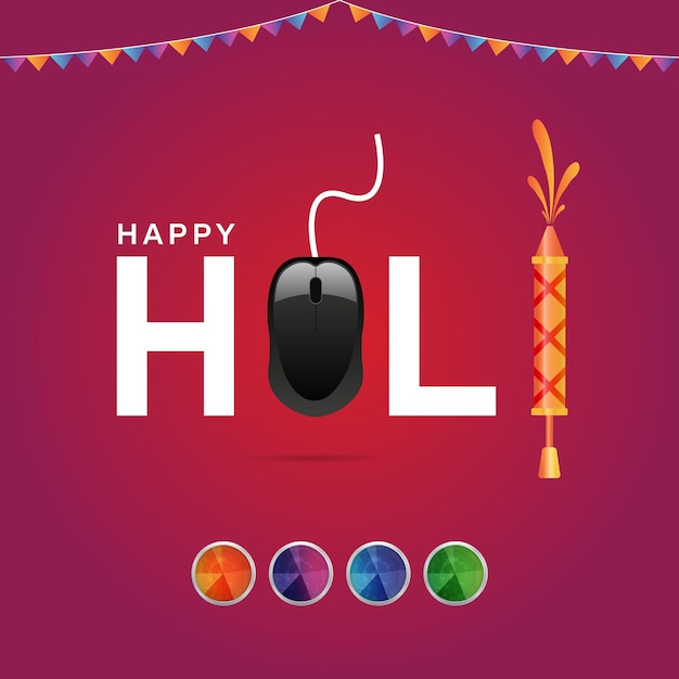 Vector happy holi technologyconcept plantilla de publicaciones en las redes sociales