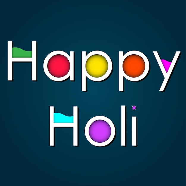Happy Holi Vector Design con colorante en texto