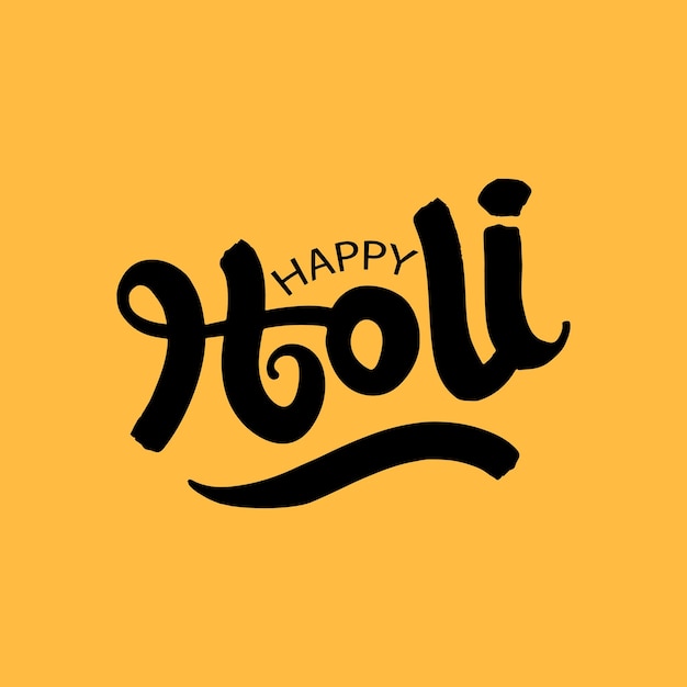 Happy Holi Vector Illustration para el festival indio. Tarjeta de felicitación de letras y caligrafía coloridas