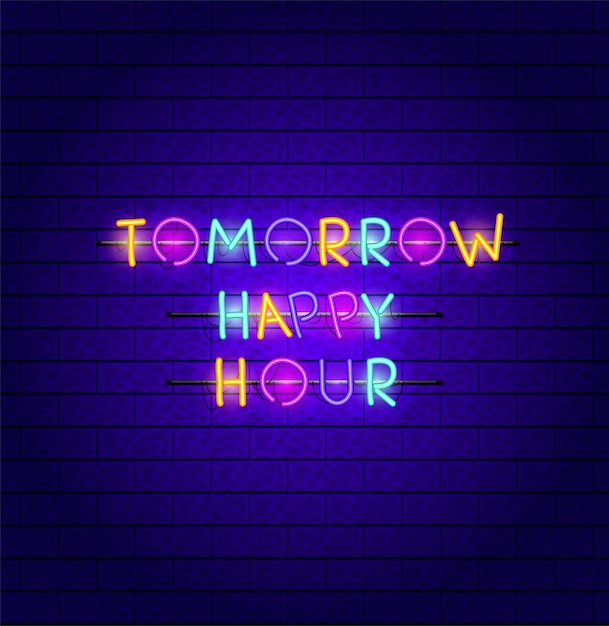 Happy hour fonts luces de neón