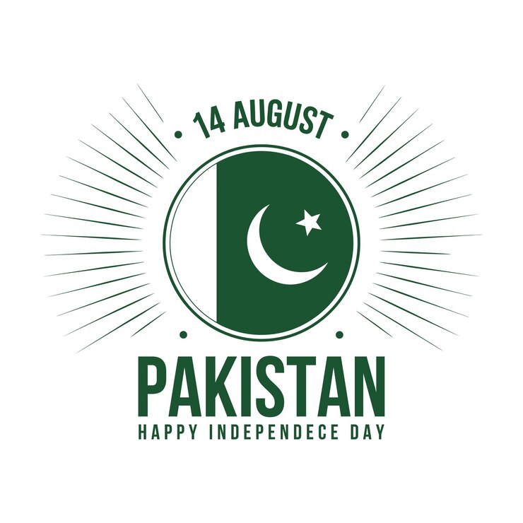 Happy independence day pakistan flag 14 august celebration green white on transparent background