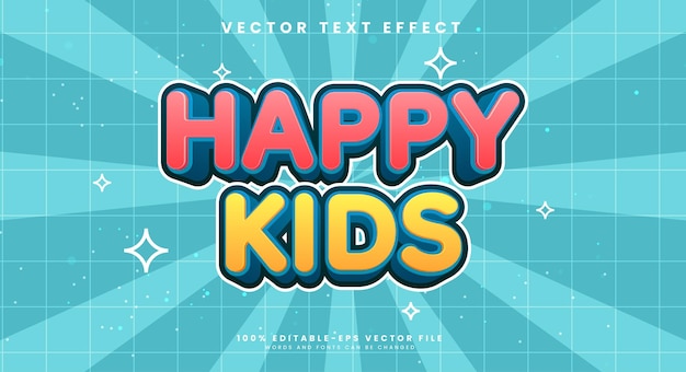 Vector happy kids efecto de estilo de texto editable efecto de texto vectorial con un estilo simple y minimalista con un estilo sencillo y minimalista para un tema children39s