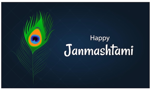 Happy krishna janmashtami indian hindu festival celebración vector ilustración