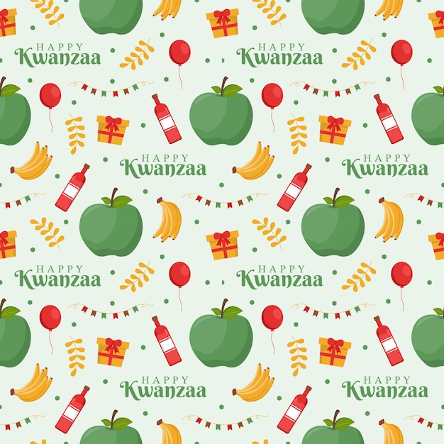 Happy kwanzaa holiday african diseño de patrones sin fisuras con ilustración de elementos de estilo festival