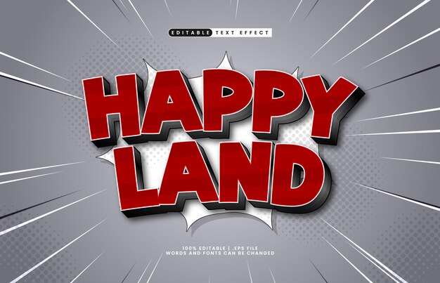happy land efecto de texto editable con un niño y estilo de texto feliz