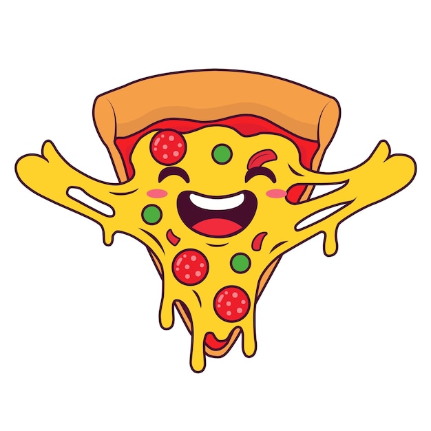 Happy Melty Pizza Slice Mascot Vector (Vector de las mascotas de la pizza derretida)